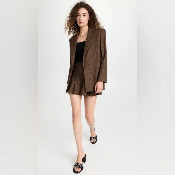 Alice + Olivia Brown Plaid Blazer and Skirt Set - Picture 1 of 8